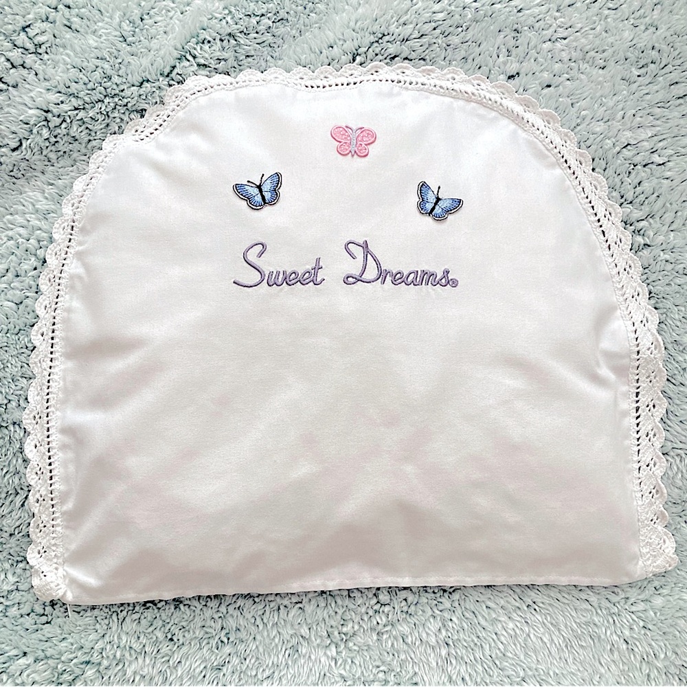 White Crochet Cotton Baby Crib Pillow Case & Filler